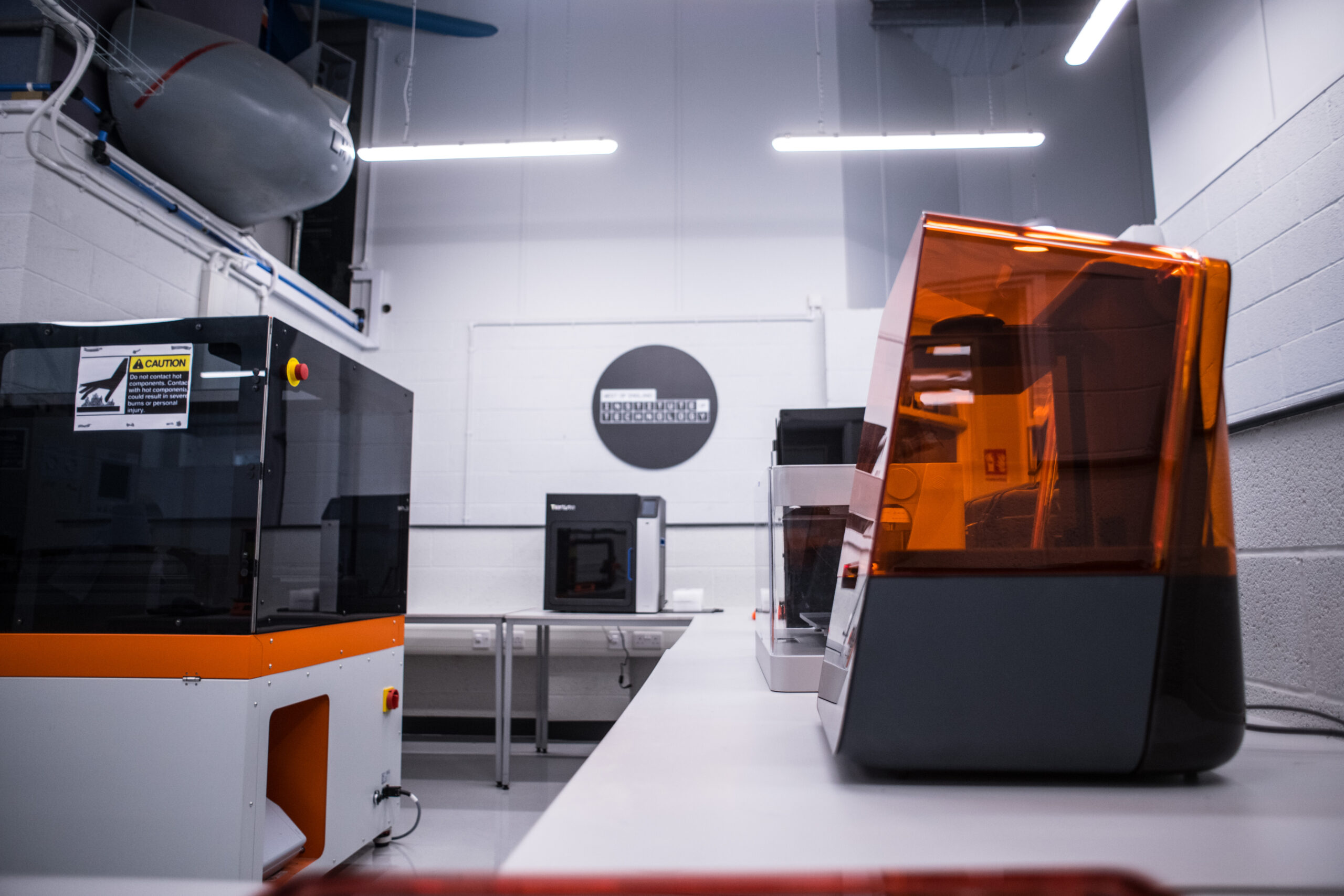 Advance manufacturing facility with 3D Printers in the foreground